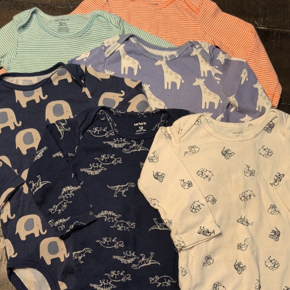 Carter's Baby Bodysuit Set - Navy, Light Blue, Lavender, Coral & Cream